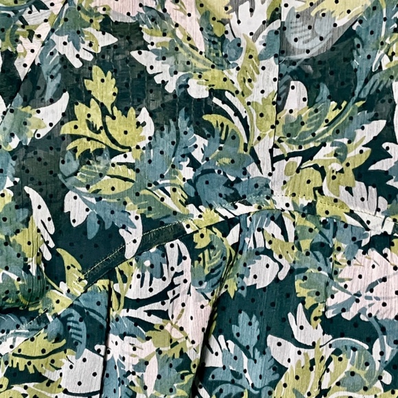 DKNY JEANS Smocked Sheer Lined Botanical Pattern Blouse - S - Picture 11 of 11